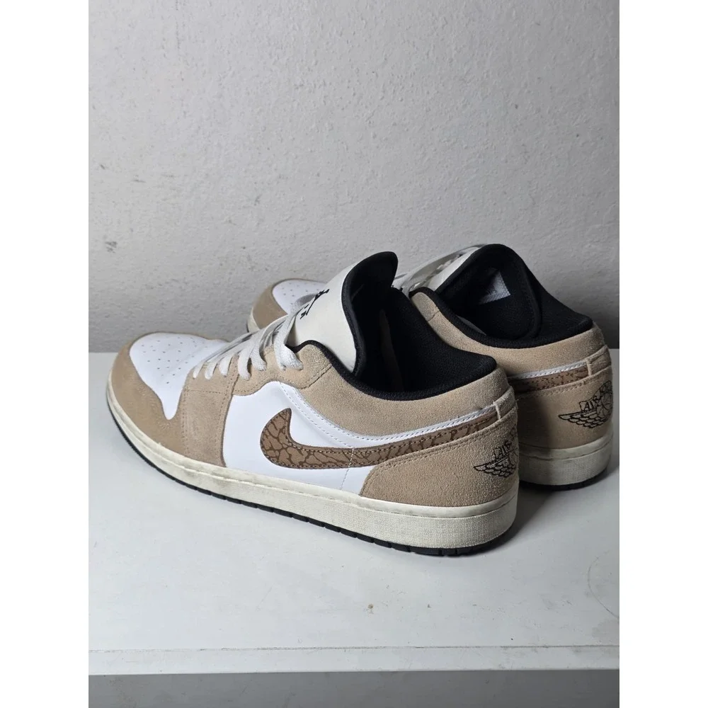 Jordan Air Jordan 1 Low Low Top Suede Leather Sneakers Beige White Black Men's